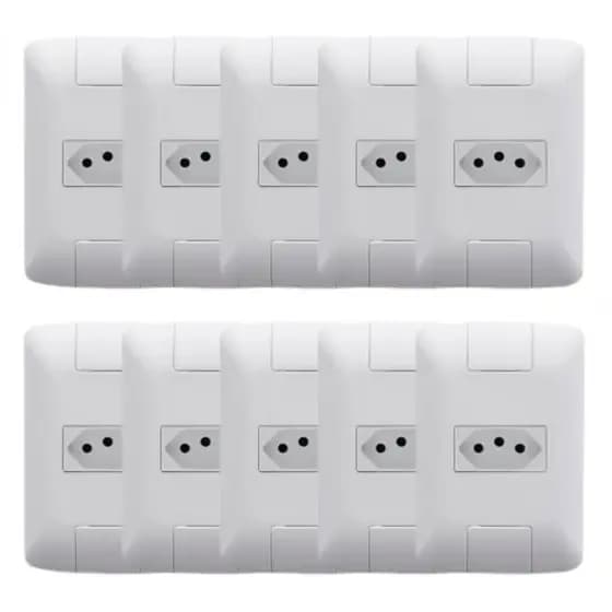 Tomada Simples 20A Branco 250V Segurança Uso Residencial Kit 10