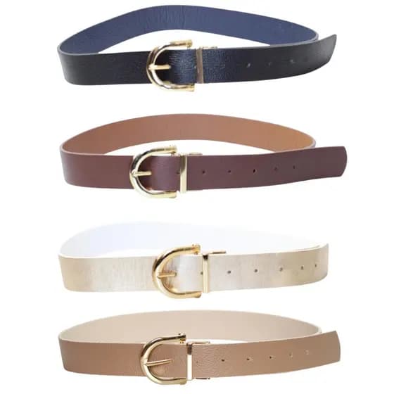 Cinto Feminino 100% Couro Legitimo Dupla Face Fivela Metal