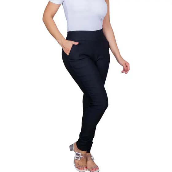Calça Social Feminina Ziper Lateral Preta/Colorida Confortável