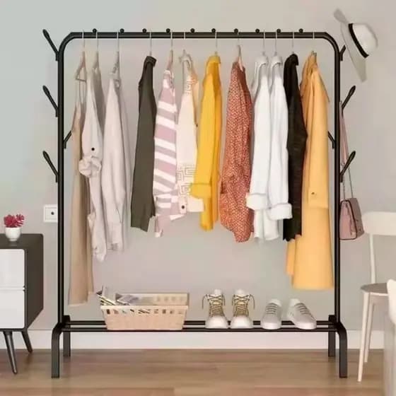 Arara de Roupas Cabideiro de Chão Closet Modulado em Aço Carbono C/ Sapateira