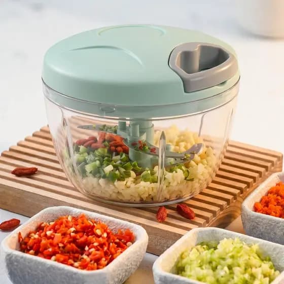 Processador De Alimentos Manual 500ml Triturador 3 Lâminas Inox Cortador De Cebola Alho Portátil