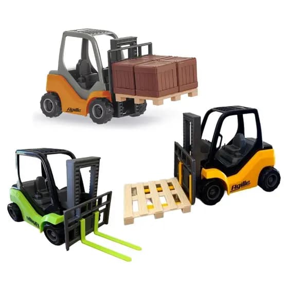 Carro Veículos de Brinquedo Empilhadeira de Brinquedo Miniatura Agille Working C/ Acessorios Escala 1/20 - Usual Brinquedos