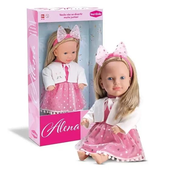Boneca Princesa Cabelo Loiro Alena Menina Super Fofinha Infantil C/ 40 Cm - Bambola Brinquedos