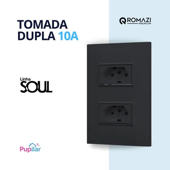 TOMADA DUPLA 10A LINHA SOUL PREMIUM - ROMAZI