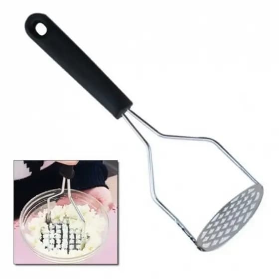 Amassador de Legumes Batatas - Em Aço Inox e Plástico - Cabo Preto- Aparelho Para Cozinha. bsh