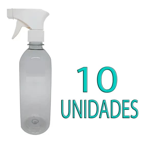 10 Embalagem Frasco Pet 500ml Com Borrifador Válvula Gatilho