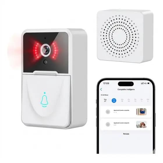 Campainha De Vídeo Inteligente Wifi Com Câmera Sem Fio E App