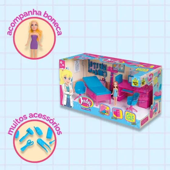 Coleção Judy Clinica medica com boneca e Acessórios Brinquedo Infantil Samba Toys