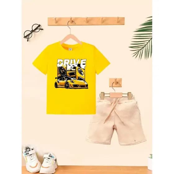 Camiseta + Short Conjunto Infantil Drive Moda Teen Conjunto De Bermuda Juvenil Conjunto De Bermuda Juvenil