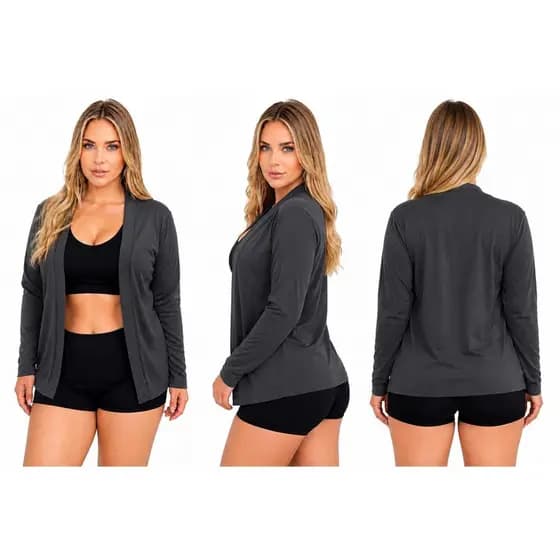 Cardigan Fitness Casaquinho Feminino - Proteção UV+, Secagem Rápida Academia e Caminhada Sem Ziper
