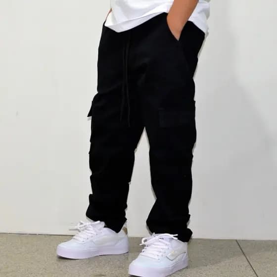 Calça Cargo sarja e jeans infantil-Juvenil c/elástico e cordão