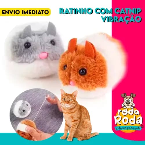 Brinquedo para Gato Rato Ratinho Com Vibração E Catnip - Brinquedo Para Gatos Napi