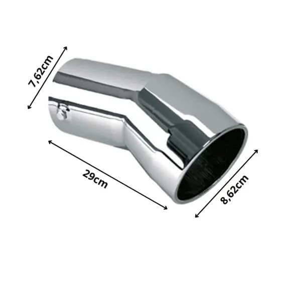 Ponteira Escapamento Caminhao Metal Cromada 3" Polegada Curva 25cm de Comprimento