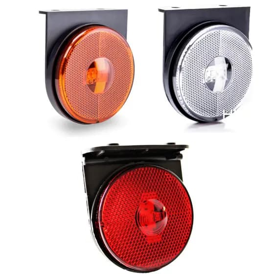 2 Lanterna Sinaleira Lateral Caminhão Carreta Baú 3 Leds Bivolt (AMBAR - CRISTAL - VERMELHA) Com Suporte