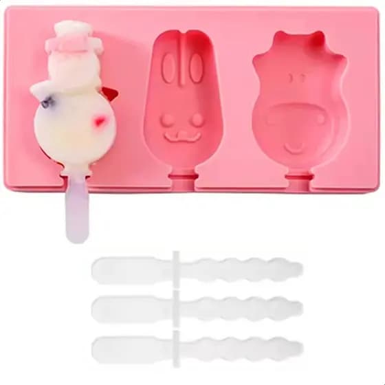 Forma Picolé de Silicone com Palito - Molde Fofo Infantil Picolé Gelo Sorvete Chocolate Doces