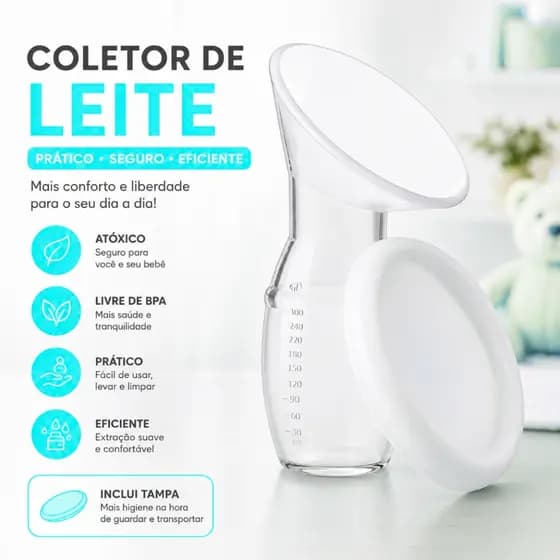 Copo Materno de Silicone para Coleta de Leite com Tampa