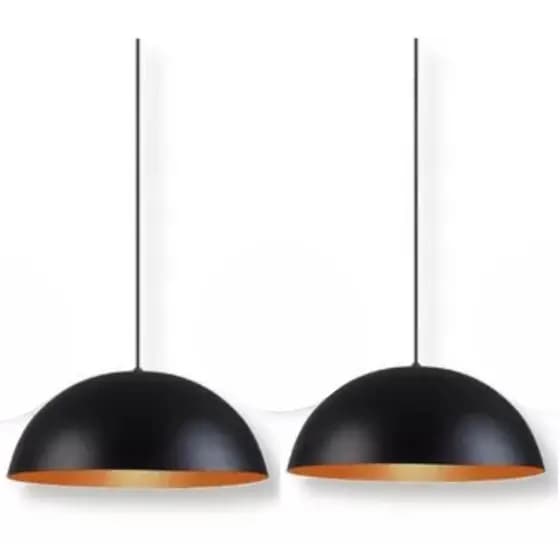Kit 2 Pendentes Meia Lua 20cm Luminária Teto Bilhar Balcão Cozinha Jantar Bola