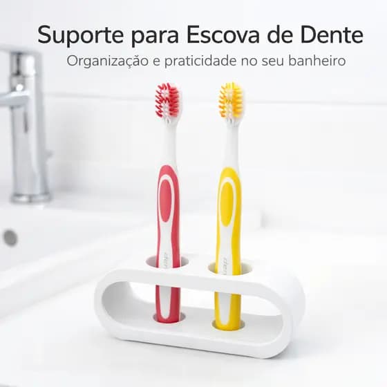 Suporte Duplo Para Escova DENTE BANHEIRO HIGIÊNICO Parede Bancada Moderno Prático