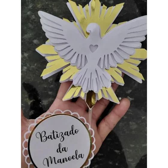 Topo Divino Espírito Santo batizado / Topo de Batizado / Topper Batizado