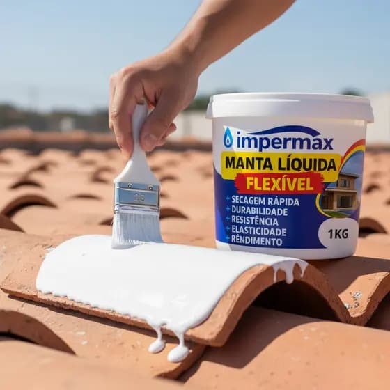 SUPER MANTA LIQUIDA 1KG ideal para laje, parede externa, calha, telhado, COR BRANCA IMPERMAX