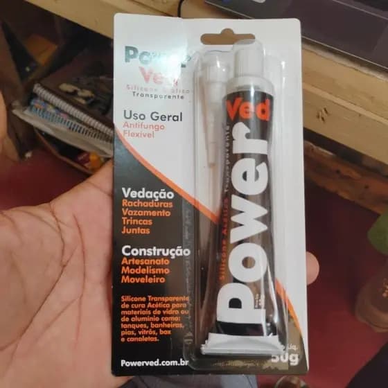 Silicone acético transparente Original Power Ved vedação banheiro box e cozinha tranparente 50g