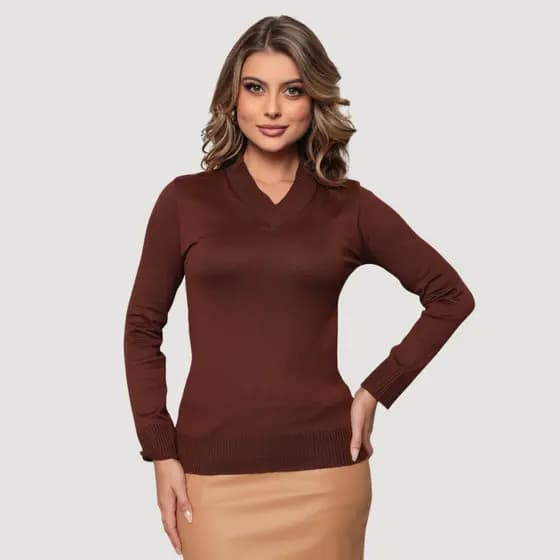 Blusa de Frio Macia Feminina Tricot Súeter de Lã