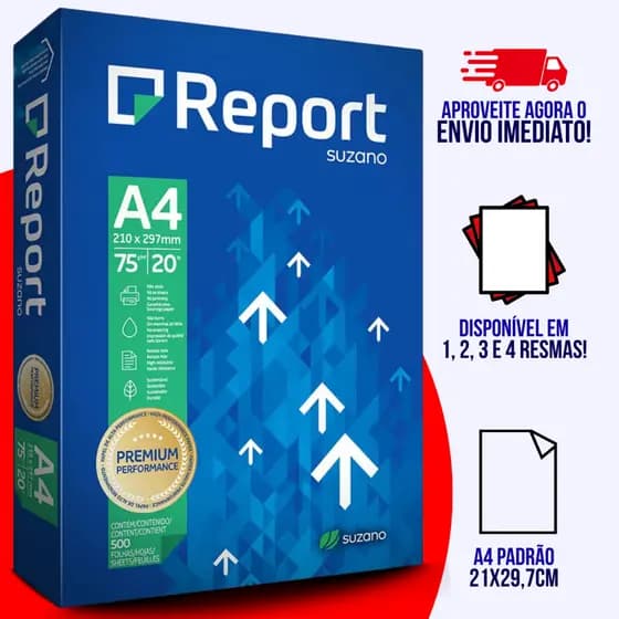 Papel A4 Sulfite Cor Branco 75g 500 Folhas Premium Resma