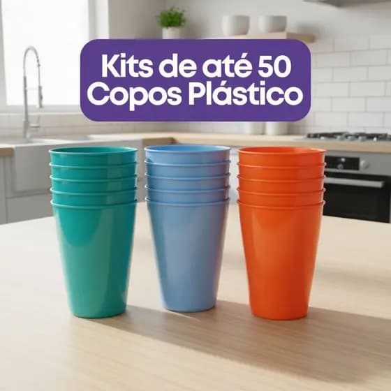 Kit Copos Plásticos Infantil 350ml Coloridos Seguros Leves Uso Escolar