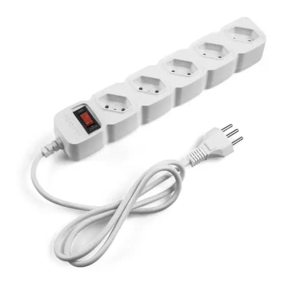 Filtro De Linha Protetor Eletrônico Régua Com 5 Tomadas Bivolt EPE 205 Branco Intelbras Dupla Proteção Chave Inteligente