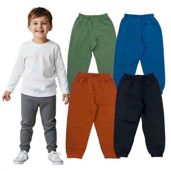 Kit 2 Calça Moletom Infantil Menino Lisas Sortidas Meia Estação Masculina Confortável e Estilosa