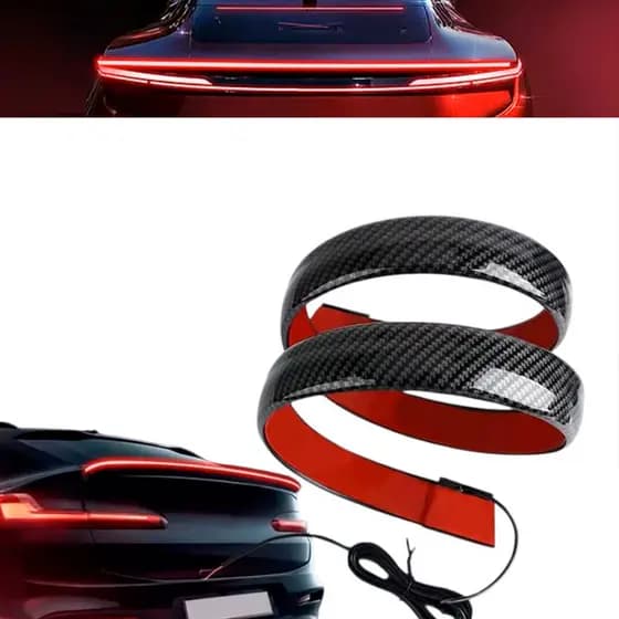 Fita Led Porta Mala Carro Freio Pisca Ré Seta 1,2M TIPO AEROFÓLIO EFEITO CARBON break light