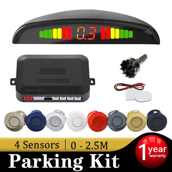 Sensor De Ré Estacionamento Kit Completo 4 Sensores 22mm Oito Cores Com Visor Digital