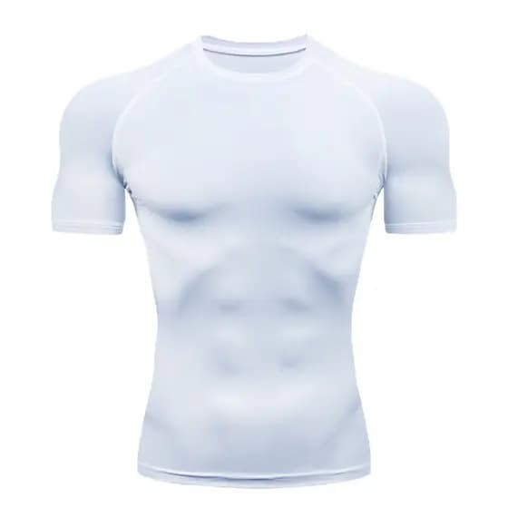 Camiseta Esportiva Leve De Verão Manga Curta Respirável Cor Sólida Compressão Apertada