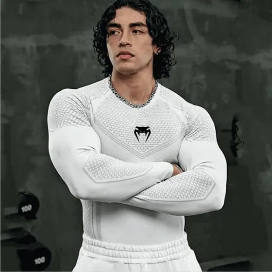 Venom Logo Camisa Masculina De Compressão De Manga Comprida , Secagem Rápida , Academia , Fitness , Treino , Corrida , E