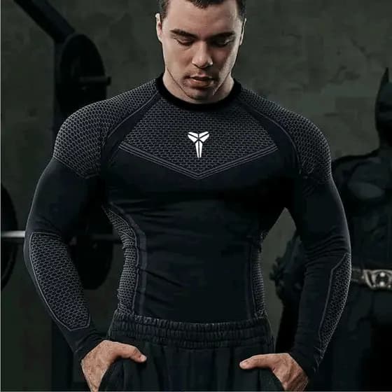 Camisa De Compressão Masculina De Manga Comprida , Secagem Rápida , Respirável , Academia , Treino , Corrida , Treinamen