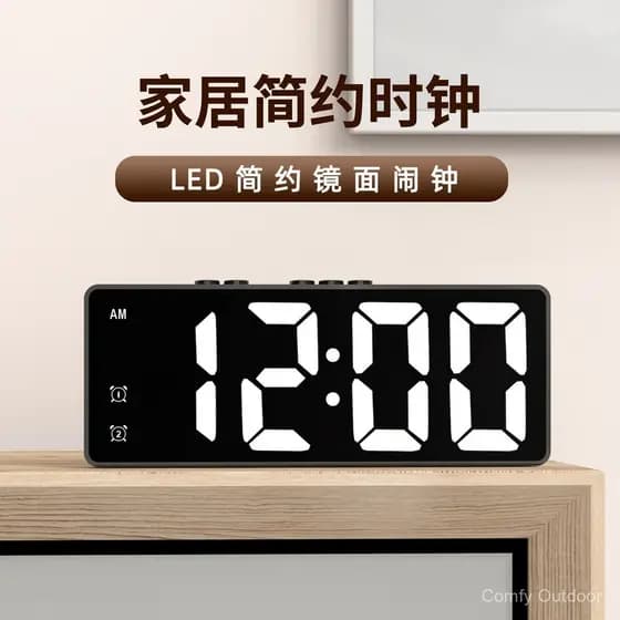 Relógio Despertador Digital com Espelho LED, Relógio de Mesa com Grande Display para Quarto