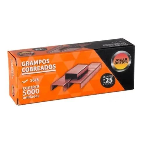 GRAMPO PARA GRAMPEADOR COBREADO NÃO ENFERRUJA 26/6 CX 5.000UN - LEONORA