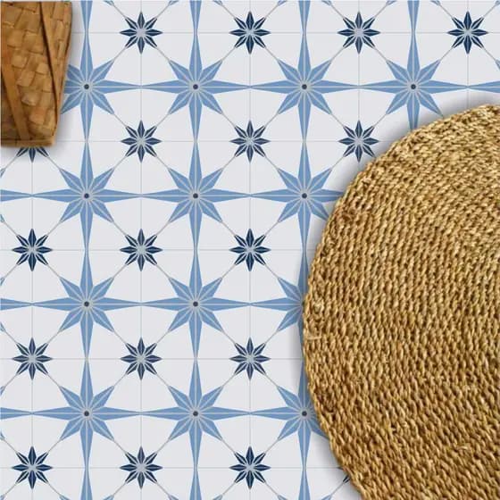 Adesivo impermeável para chão piso ladrilho estrelado azul lavável antiderrapante a prova d'água