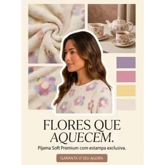 🌸 Pijama Feminino Plush Floral – Super Macio e Quentinho 🌸 TAMANHO M!