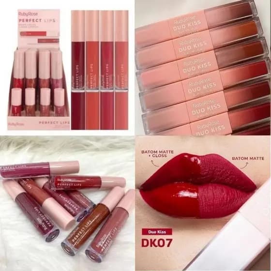 Batom Duo Kiss Ruby Rose Original | Cor Intensa | Longa Duração | Maquiagem Feminina | MATTE & GLOSS 2 em 1!!