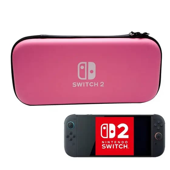 BOLSA ROSA NINTENDO SWITCH 2 CASE PROTEÇÃO BAG NS2 MALETA LOGO