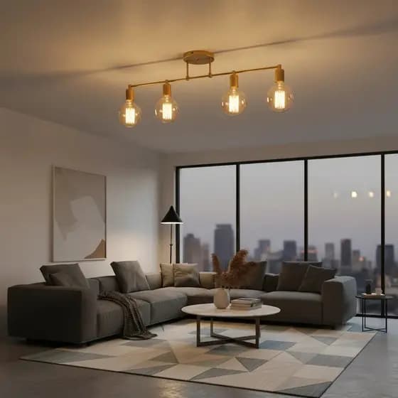 Lustre Luminária de Teto Moderna Plafon Trilho 4 Spot com Porta Soquetes.