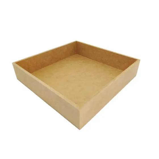 Bandeja quadrada básica decoração café 20x20x4 10 unidades mdf cru 6mm medida interna