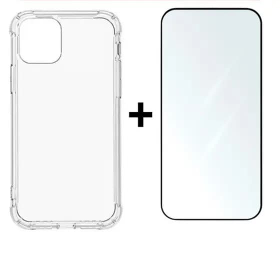 Kit Proteção 2 em 1 Capa TPU + Vidro Temperado 3D Compatível iPhone X XS 11 12 13 14 15 16 Pro Max