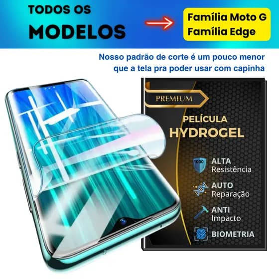 Pelicula Hidrogel HD PREMIUM e Anti Impacto para TODOS OS MODELOS MOTOROLA - G75 / G55 / Edge 50 60