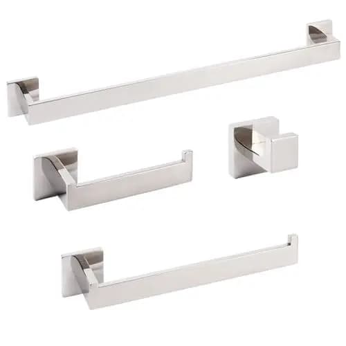 Kit Acessórios Para Banheiro Aço Inox Premium Cromado 4 Peças