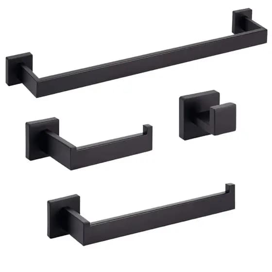 Kit Banheiro Aço Inox Premium Preto Fosco 4 Peças