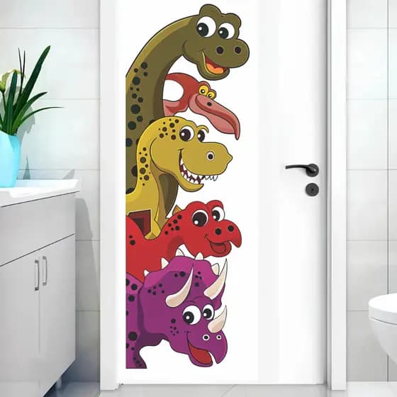 Adesivo decorativo Porta - Box banheiro Dinossauros