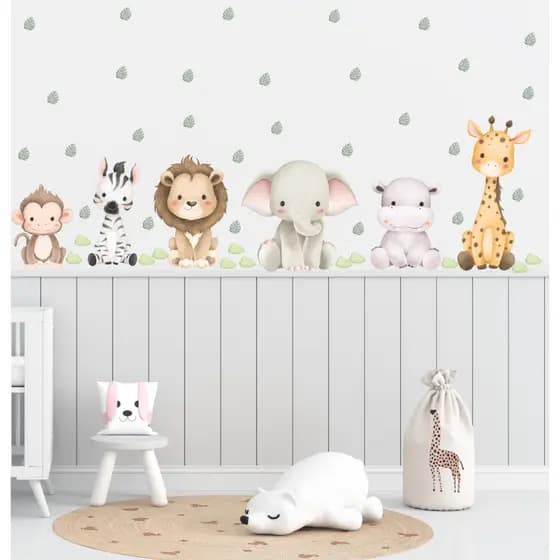 Adesivo de Parede Infantil Safari Animais Quarto Infantil