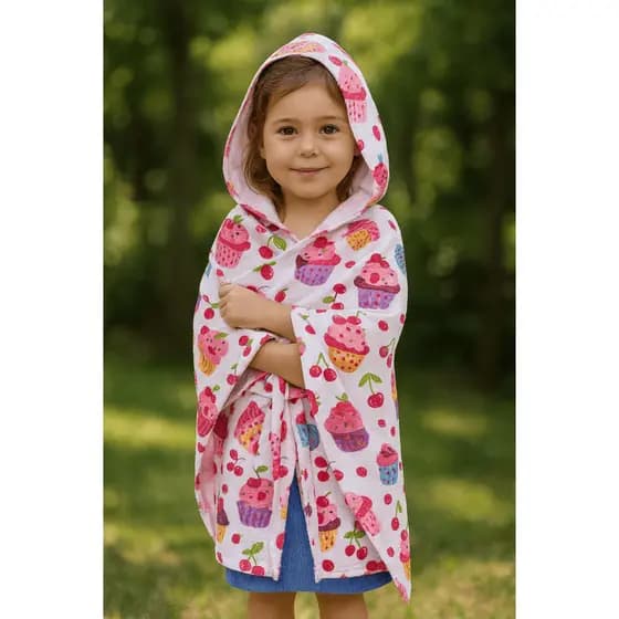 ROUPÃO INFANTIL COM CAPUZ MACIO PRAIA PISCINA, ESTAMPAS EXCLUSIVAS
